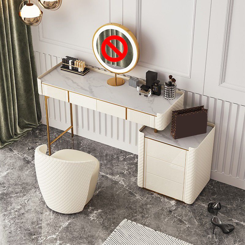 5 Speicherschubladen Eitelkeitssatz gerade Füße Kommode mit gepolstertem Hocker