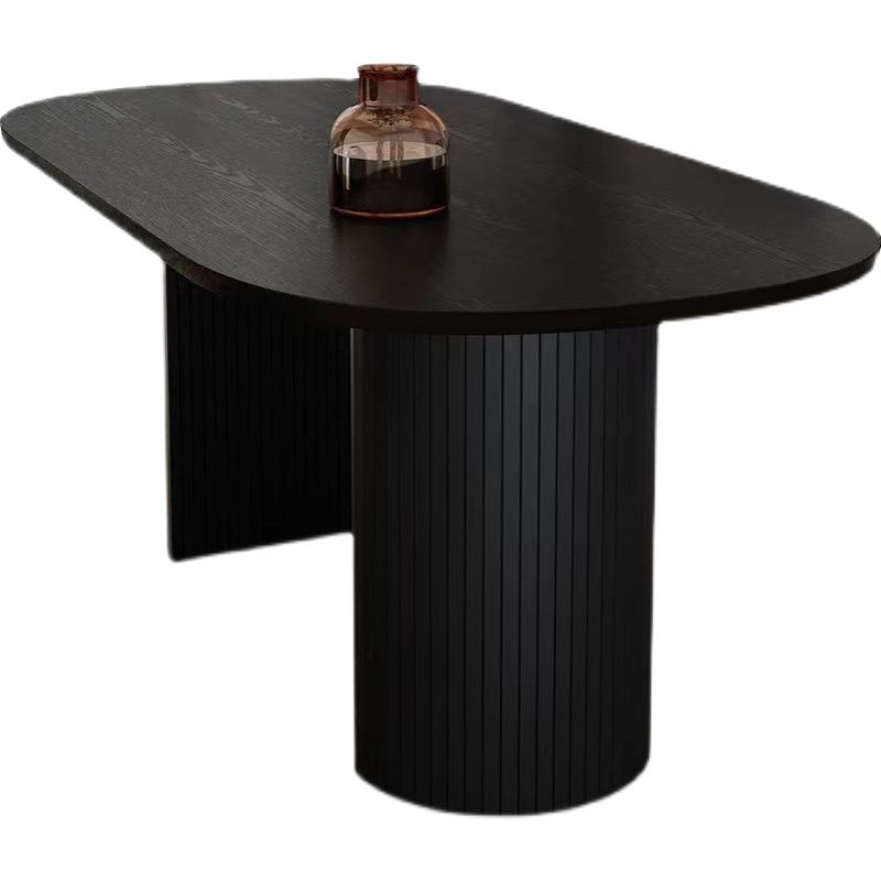 Oval Double Pedestal Modern Dining Table Fixed Table with Solid Wood Clearhalo 'Dining Tables & Seating' 'Dining Tables' 'dining_table' 'furn' 'furn_dining_table' 'Furniture' 'furniture_dining_table' 'Kitchen & Dining Furniture' 'kitchen' 'kitchen_dining_table' 1200x1200_5d55ead9-367f-4999-b481-1f154da14fd7