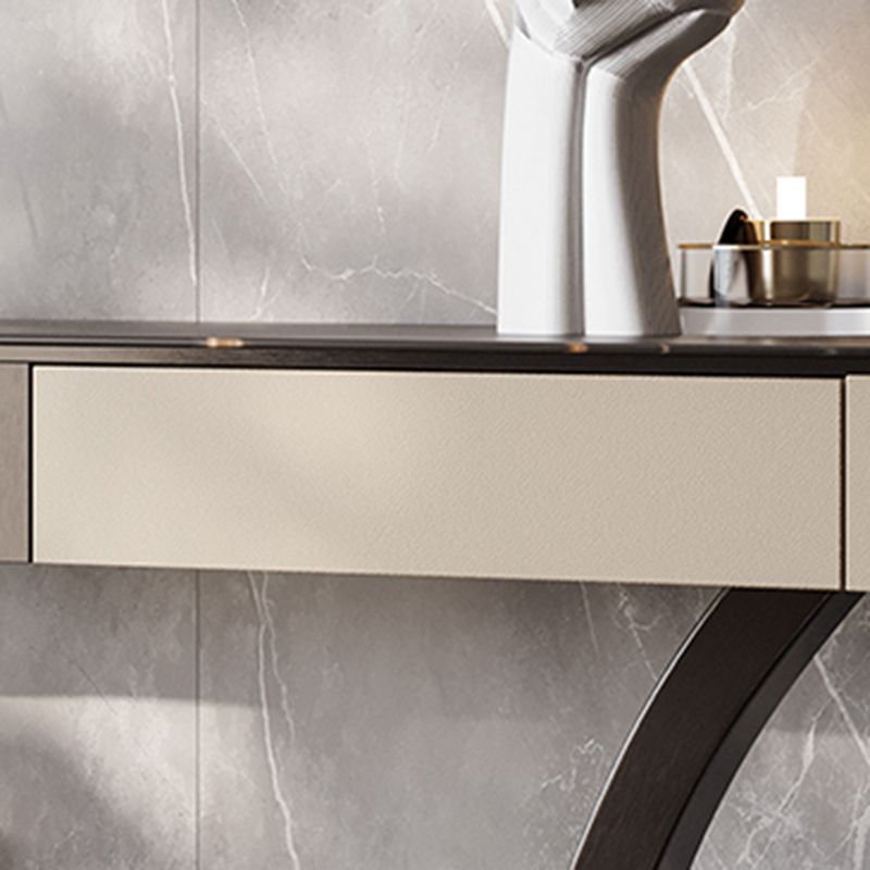 Half Moon Shape Contemporary Console Table Black/White Stone Console Sofa Table Clearhalo 'Console Tables' 'console_tables' 'Entry & Mudroom Furniture' 'furn' 'furn_console_tables' 'Furniture' 1200x1200_5d587f4a-ea9d-4572-9904-a31551123d34