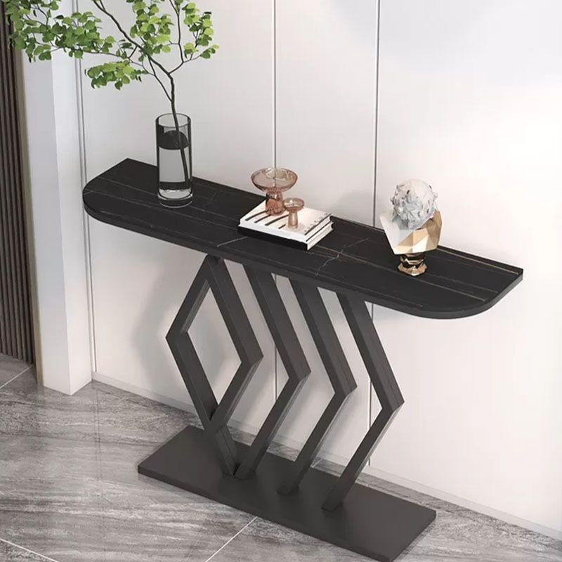 Stone Half Moon Console Table 31.5 "Mesa de acento de 1 estante de altura para Hall