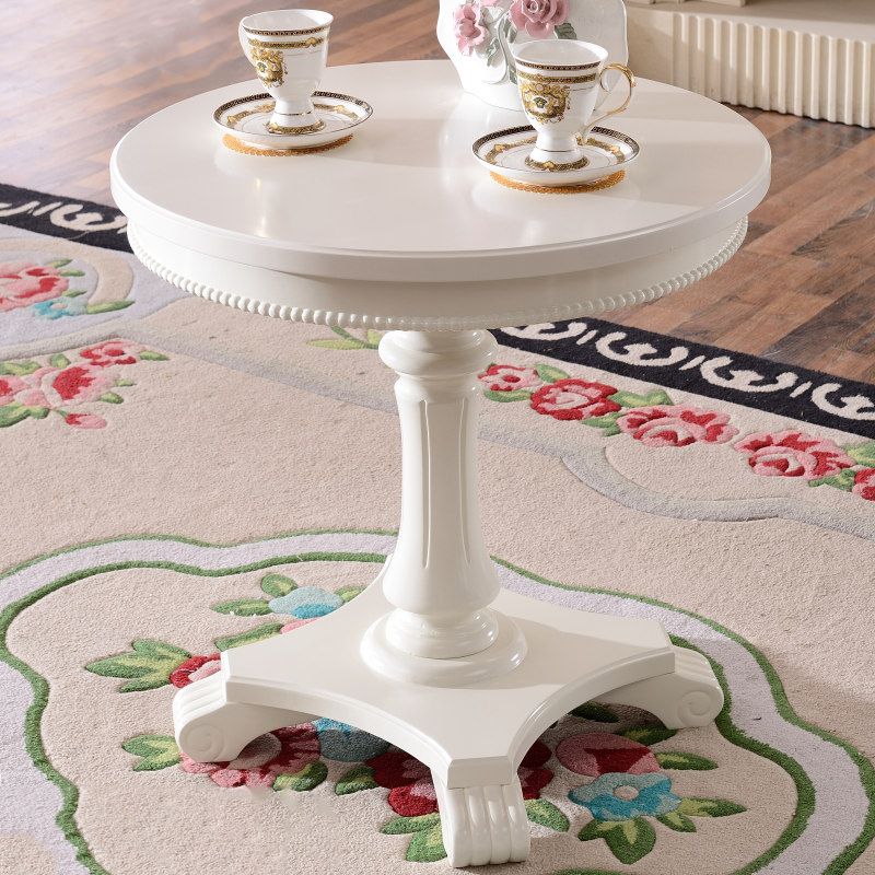 French Country Style Pedestal End Table White / Brown Round Wood Side End Table Clearhalo 'Coffee & Accent Tables' 'End & Side Tables' 'end_side_table' 'end_side_tables' 'furn' 'furn_end_side_tables' 'Furniture' 'furniture_end_side_table' 'Living Room Furniture' 1200x1200_5d5923f8-1aa0-4661-9a30-108a73956b84