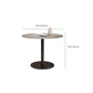 Mesa de comedor de piedra gris con base metálica, mesa de comedor redonda moderna para el hogar