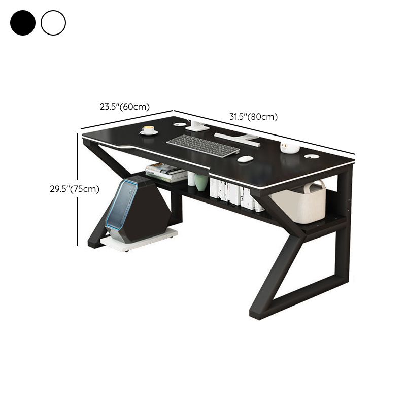 Contemporary Wooden Office Desk Antique Finish Gaming Desk with Metal Legs Clearhalo 'furn' 'furn_office_desk' 'Furniture' 'Office Desks' 'Office Furniture' 'office_desk' 1200x1200_5d5a72c4-c0b3-4ea1-acb0-7ddb538cc5f6