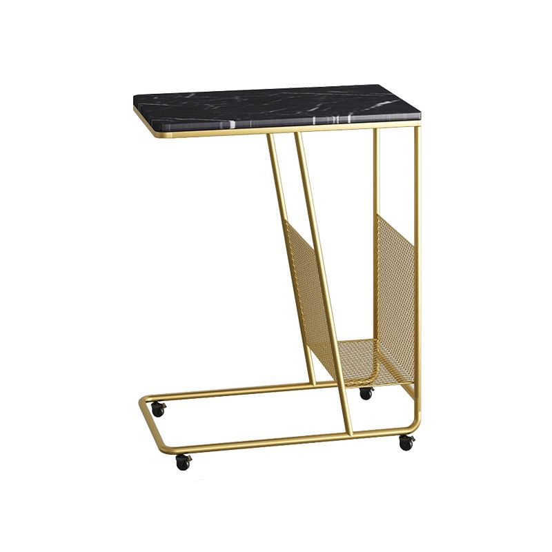 Marble and Metal 23 - Inch Side Table Wheeled Sofa Side Accent Table Clearhalo 'Coffee & Accent Tables' 'End & Side Tables' 'end_side_table' 'end_side_tables' 'furn' 'furn_end_side_tables' 'Furniture' 'furniture_end_side_table' 'Living Room Furniture' 1200x1200_5d5bbe95-00f0-4416-97fa-d44022acb334