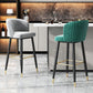 Contemporary Velvet Counter & Bar Stools Matte Finish Indoor Stools with Metal Frame