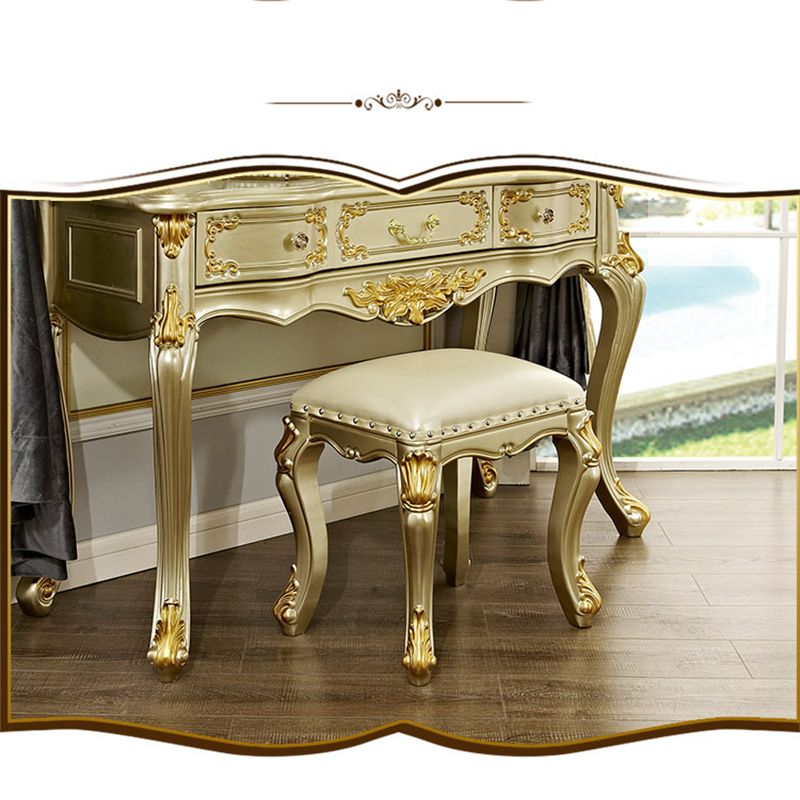 Victorian 2-Drawer Dressing Table Stool Set Solid Wood Vanity Desk Clearhalo 'Bedroom Furniture' 'furn' 'furn_makeup_vanities' 'Furniture' 'Makeup Vanities' 'makeup_vanities' 1200x1200_5d5d87a9-d5ad-4ba7-8e05-1ddd75254c3c