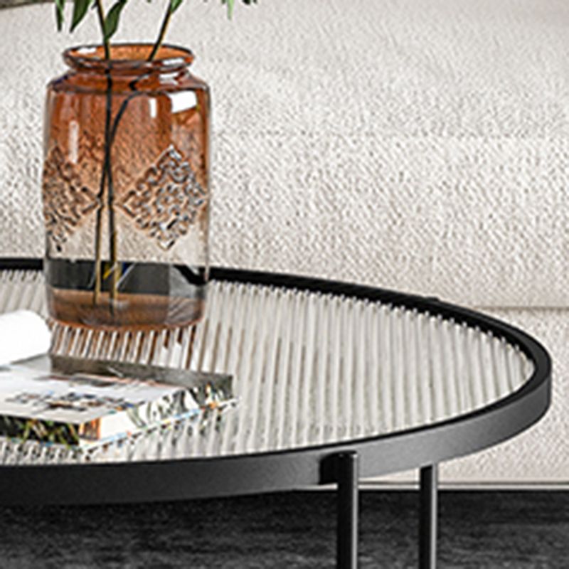 Glass Top 4 Legs Coffee Table Modern Round Cocktail Table in Black/Gold Clearhalo 'Coffee & Accent Tables' 'Coffee Tables' 'coffee_tables' 'furn' 'furn_coffee_tables' 'Furniture' 'Living Room Furniture' 1200x1200_5d5de6c7-d88b-4427-a34e-b10e1ffe97a5