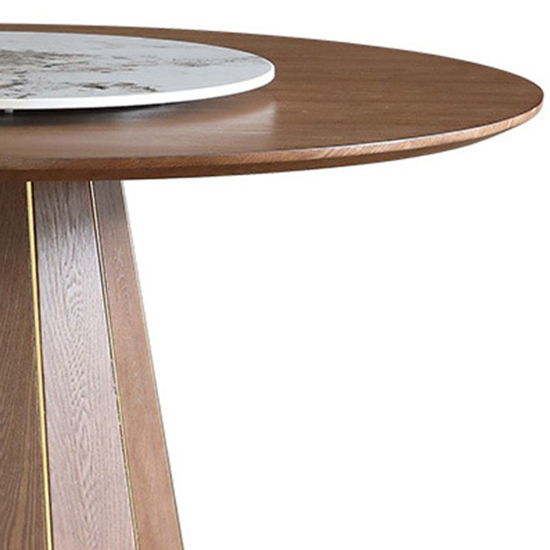 Wood Contemporary Round Dining Table Matte Finish Pedestal Table for Home