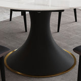 Contemporary Sintered Stone Round Table Set 1/2/5/7 Pieces Dining Set Clearhalo 'Dining Room Sets' 'Dining Tables & Seating' 'dining_room_set' 'furn' 'furn_dining_room_set' 'Furniture' 'Kitchen & Dining Furniture' 1200x1200_5d5e74f6-a68c-449f-bb35-42663b854a78