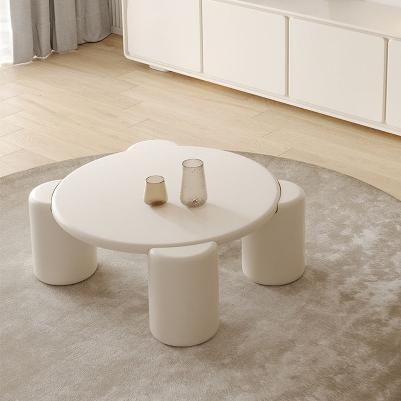 Contemporary Round Beige Coffee Table with 4 Legs Wooden Coffee Table Clearhalo 'Coffee & Accent Tables' 'Coffee Tables' 'coffee_tables' 'furn' 'furn_coffee_tables' 'Furniture' 'Living Room Furniture' 1200x1200_5d5e96a5-c295-4f78-b4da-6a8b1467ae0f