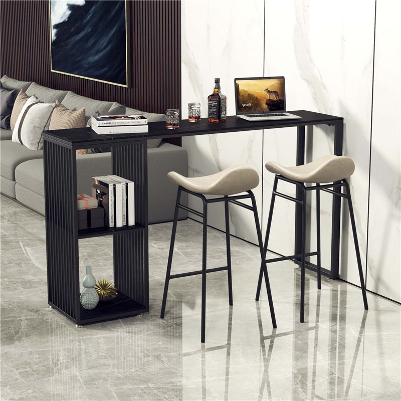 Industrial Stone Top Bar Dining Table Rectangle Bar Table with Storage Base Clearhalo 'Bar Furniture' 'Bar Tables' 'bar_tables' 'furn' 'furn_bar_tables' 'Furniture' 'Kitchen & Dining Furniture' 1200x1200_5d5fc751-0252-46a2-9564-3acef2f0d35f