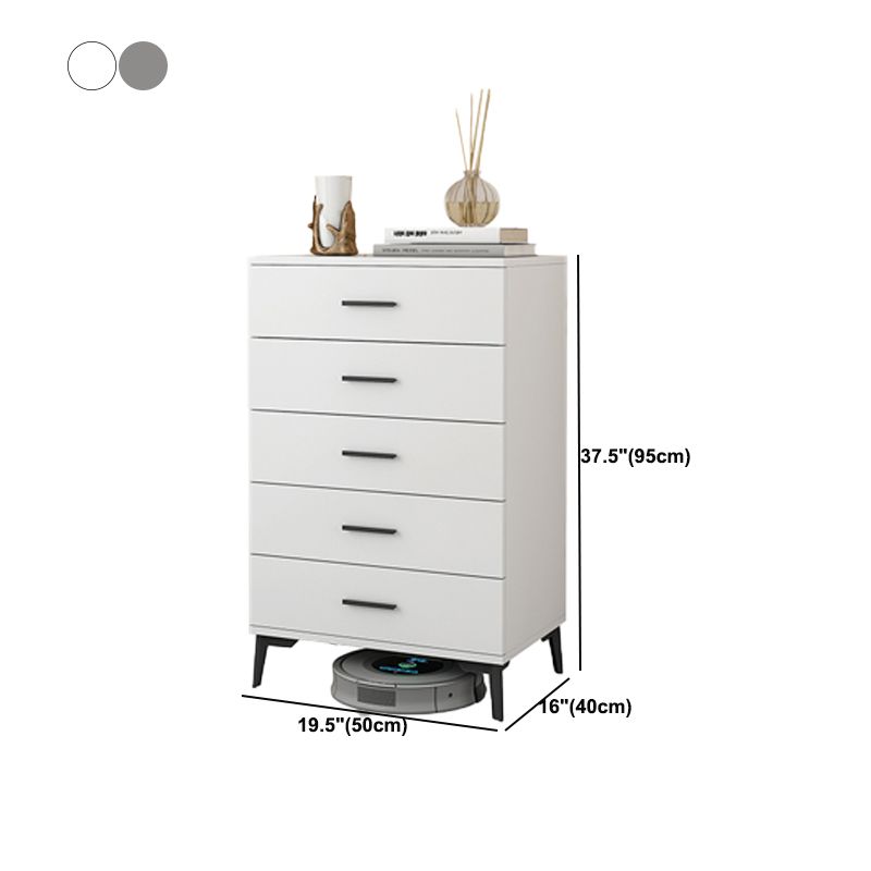 Wooden White  Accent Cabinet Modern Chest with 5 Drawers Modern