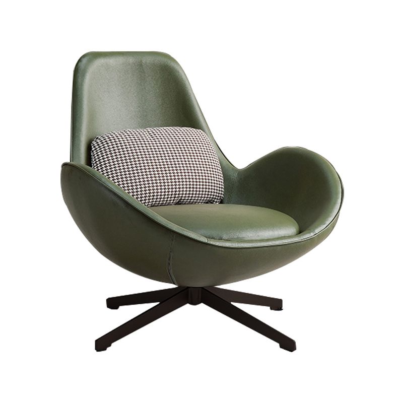 37.5"L x 37"W x 34"H Casual Eggshell Chair Faux Leather and Velvet Accent Chair Clearhalo 'Accent Chairs' 'accent_chairs' 'Chairs & Seating' 'furn' 'furn_accent_chairs' 'Furniture' 'Living Room Furniture' 1200x1200_5d66a52e-95d1-40c7-88ad-fdc7e27a95b2