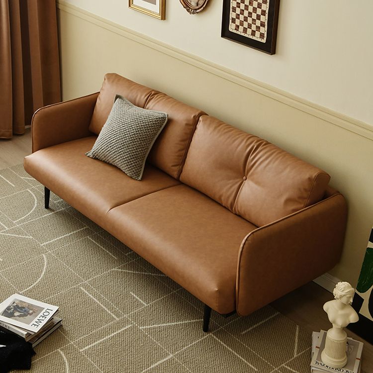 Faux Leather Standard Sofa Square Arm Sofa withTufted Back in Solid Wood Clearhalo 'furn' 'furn_sofas' 'Furniture' 'Living Room Furniture' 'Sofa' 'sofas' 1200x1200_5d66c74c-8c65-4624-ab9f-43604af2fbad