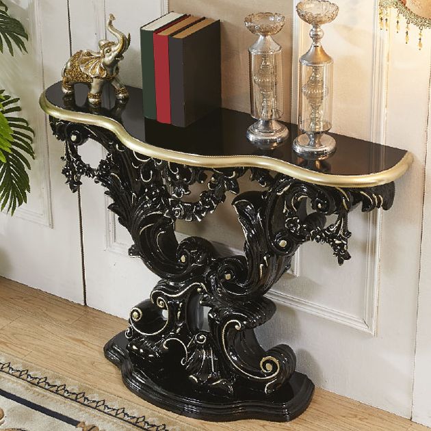 French Country Console Table Brown/Black/White/Gold Wooden Console Sofa Table Clearhalo 'Console Tables' 'console_tables' 'Entry & Mudroom Furniture' 'furn' 'furn_console_tables' 'Furniture' 1200x1200_5d67bc3d-933b-4ddd-8a29-48f6b82cc5c2