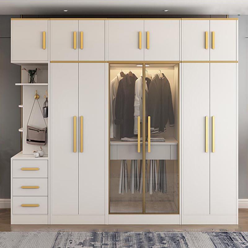 Contemporary Style Wardrobe Wooden Wardrobe Closet with Drawer Clearhalo 'Armoires & Wardrobes' 'armoires_wardrobes' 'Bedroom Furniture' 'furn' 'furn_armoires_wardrobes' 'Furniture' 1200x1200_5d6acdaf-709d-4399-a6bd-6baf810758a9