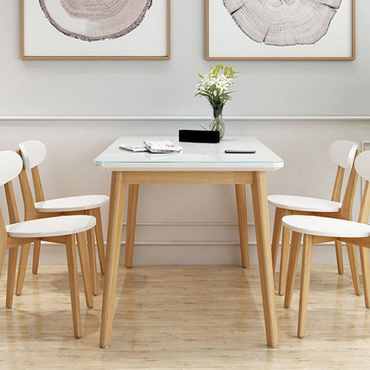 White Stone Top Dining Table Mid-Century Modern Table with 4 Legs