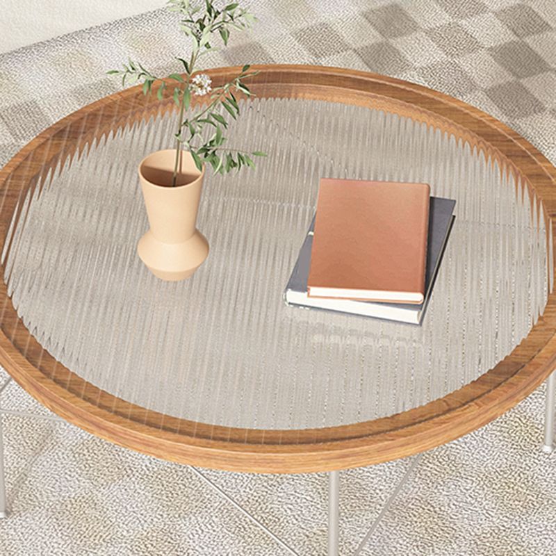 Tropical Style Glass Coffee Table Round 4 Legs Cocktail Table Clearhalo 'Coffee & Accent Tables' 'Coffee Tables' 'coffee_tables' 'furn' 'furn_coffee_tables' 'Furniture' 'Living Room Furniture' 1200x1200_5d6ca531-4c9b-4ad0-843f-db31c811c570