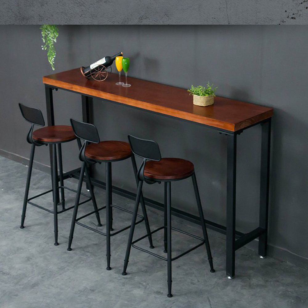 Industrial Rectangle Pine Wood Bar Table Set 1/4 Pieces Counter Table with High Stools Clearhalo 'Bar Furniture' 'furn' 'furn_home_bar_bar_sets' 'Furniture' 'Home Bars & Bar Sets' 'home_bar_bar_sets' 'Kitchen & Dining Furniture' 1200x1200_5d6da9e8-be17-4a90-b9ef-13ec7370302b