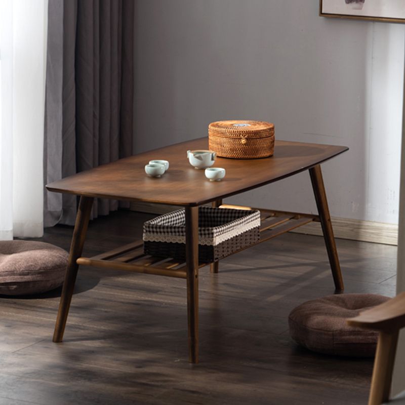 Scandinavian Rectangle Wood Coffee Table 4 Legs Cocktail Table with Shelf Clearhalo 'Coffee & Accent Tables' 'Coffee Tables' 'coffee_tables' 'furn' 'furn_coffee_tables' 'Furniture' 'Living Room Furniture' 1200x1200_5d6f77dc-3711-4218-a299-79b7357c3737