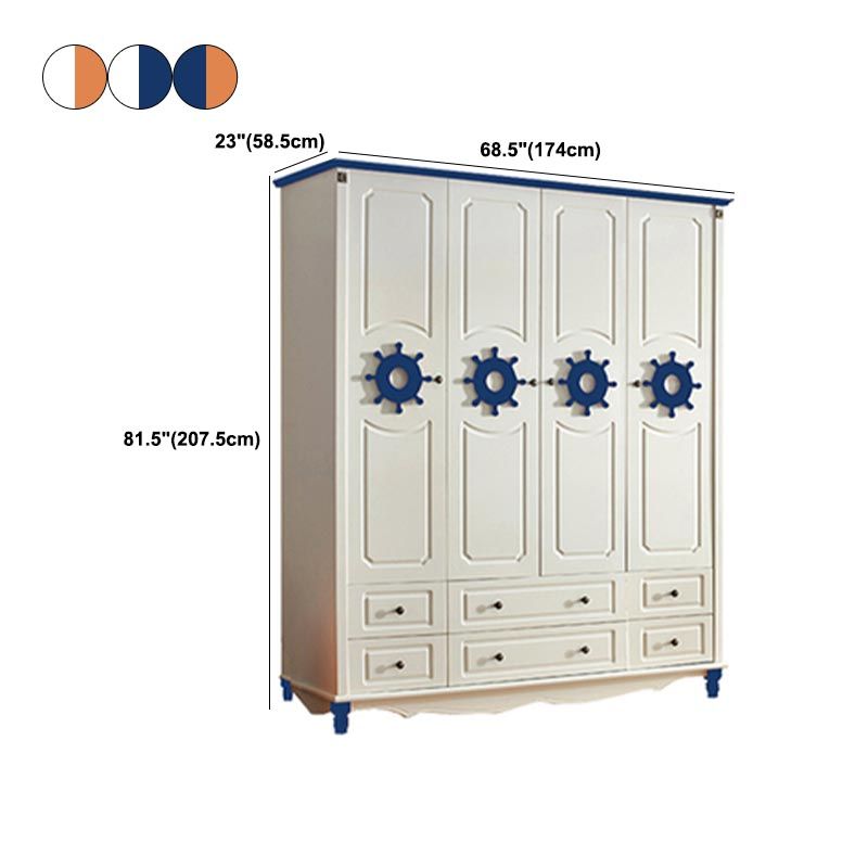 Kleiderschrank im Küstenstil Gummiholz ​​und technische Holzgarderobeschrank