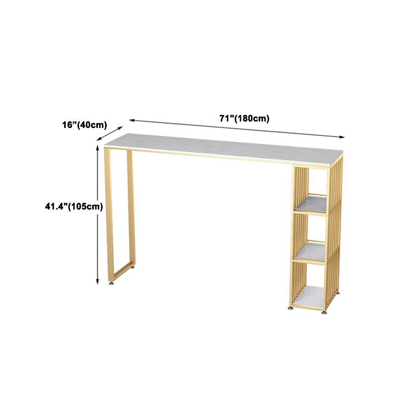 1/3 Piezas GlamoM Iron Bistro Set White Rectangle Faux Marble Top Table Plana con estante