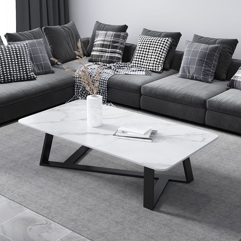 X-Base Coffee Cocktail Table Rectangle Coffee Table with Marble Top Clearhalo 'Coffee & Accent Tables' 'Coffee Tables' 'coffee_tables' 'furn' 'furn_coffee_tables' 'Furniture' 'Living Room Furniture' 1200x1200_5d73334b-2ab8-4679-8869-833a2d13aa81
