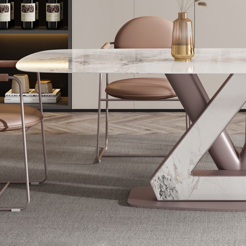 Metal Traditional Luxury Rectangle Table Sintered Stone Table with Pedestal Clearhalo ' dining_table' 'Dining Tables & Seating' 'Dining Tables' 'furn' 'furn_dining_table' 'Furniture' 'furniture_dining_table' 'Kitchen & Dining Furniture' 'kitchen&dining_furn' 'kitchen' 'kitchen_dining_table' 1200x1200_5d733b5b-5219-4e7c-921b-7597aad752f8