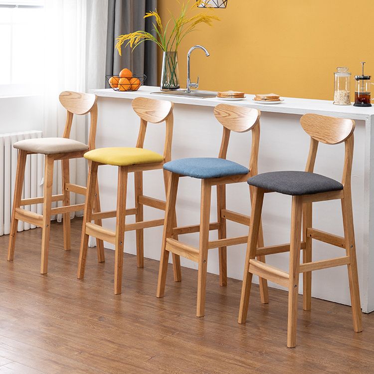 Rubberwood Coffee Shop Scandinavian Stool Matte Finish Upholstered Bar Stools Clearhalo 'Bar Furniture' 'Bar Stools' 'bar_stools' 'furn' 'furn_bar_stools' 'Furniture' 'furniture_bar_stools' 'Kitchen & Dining Furniture' 1200x1200_5d74c531-62e0-413c-b295-5efeeb23957f