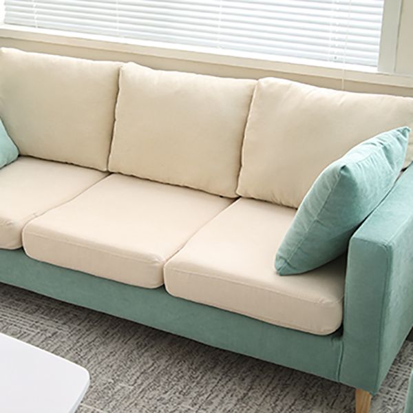 Canapé scandinave 2 places avec 2 oreillers en arrière et bras carrés