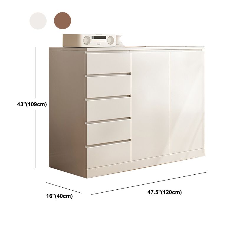 Modern Brown / White Storage Chest Dresser Wooden Combo Dresser with Drawers and Doors