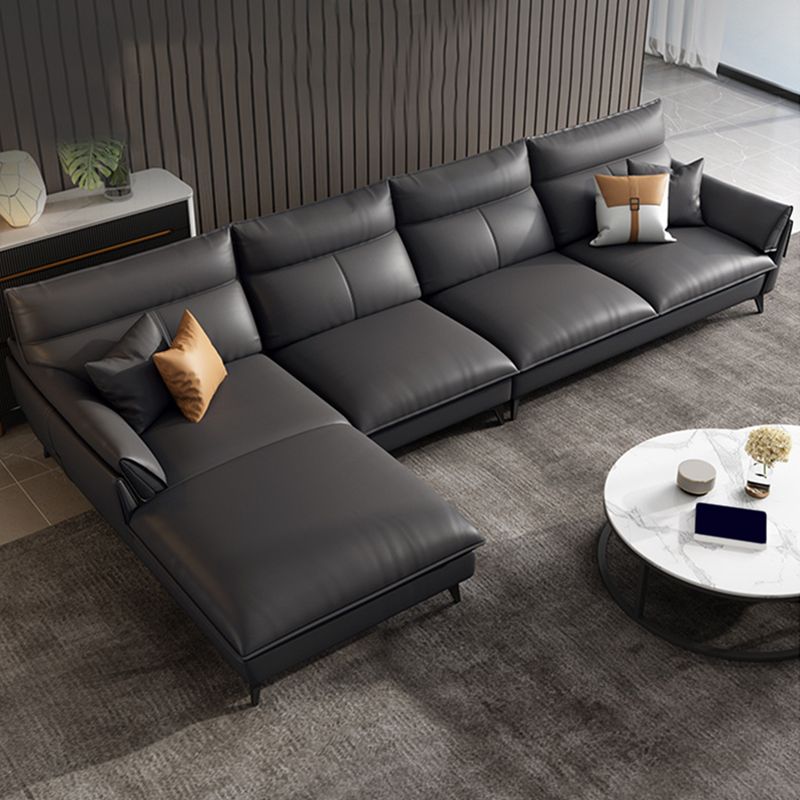 Recupant de canapé en cuir noir / gris