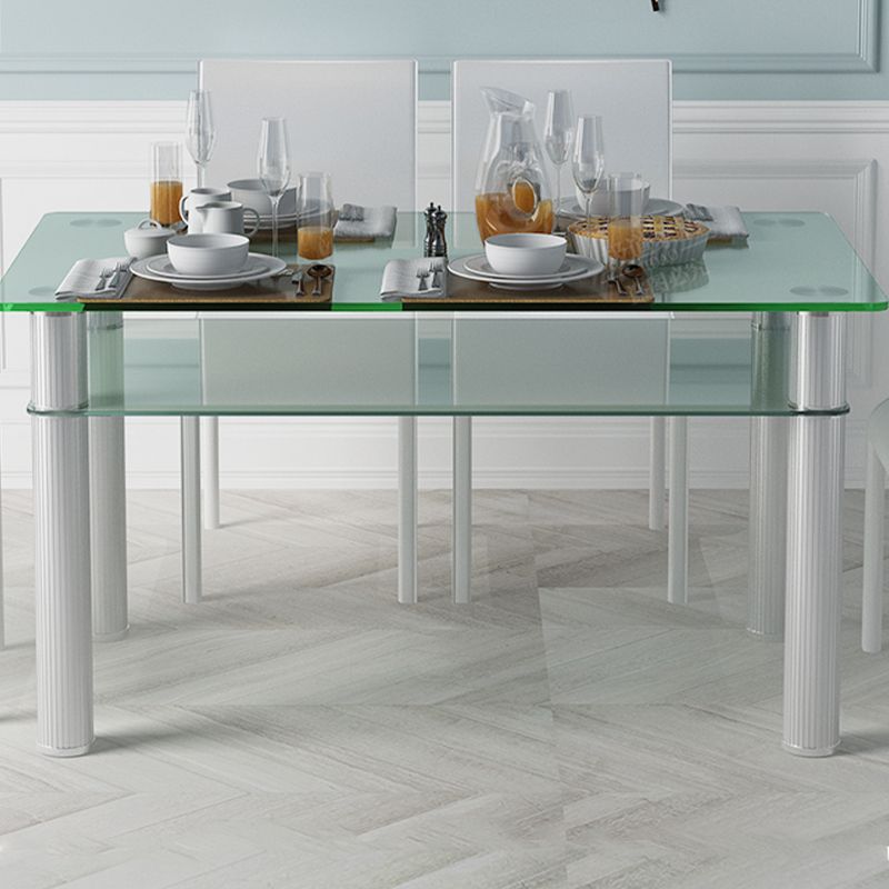 Metal Modern Rectangle Indoor Table Glass Table for Kitchen and Dining Room Clearhalo ' dining_table' 'Dining Tables & Seating' 'Dining Tables' 'furn' 'furn_dining_table' 'Furniture' 'furniture_dining_table' 'Kitchen & Dining Furniture' 'kitchen&dining_furn' 'kitchen' 'kitchen_dining_table' 1200x1200_5d7832f4-d075-4b86-b560-737a295a730c