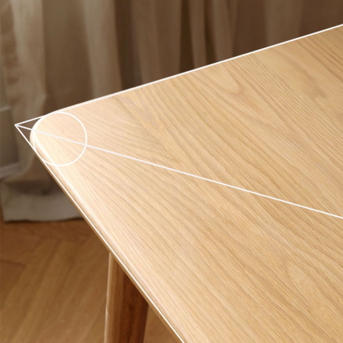Contemporary Rectangle Dining Site Table Oak Solid Wood Furniture with 4 Legs