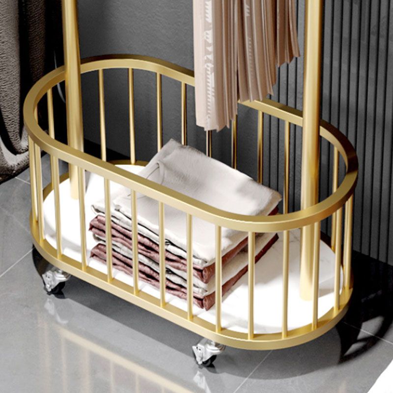 Hermosa colgilla de almacenamiento de la cesta de estante de la reverencia de metal con ganchos de abrigo