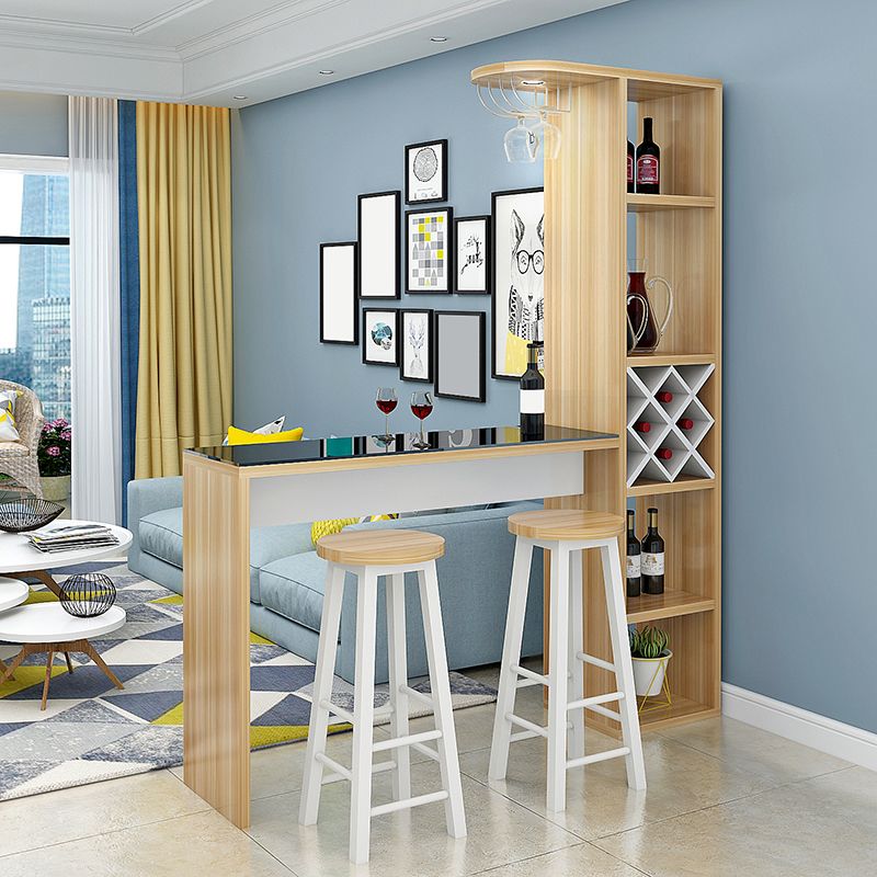 Manufactured Wood Bar Table with Storage Matte Finish Bistro Table for Small Places Clearhalo 'Bar Furniture' 'Bar Tables' 'bar_tables' 'furn' 'furn_bar_tables' 'Furniture' 'Kitchen & Dining Furniture' 1200x1200_5d7b169b-0112-4046-bb5d-e4729addaa16