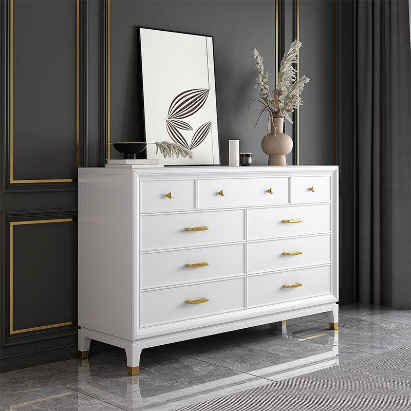Commode en bois massif avec coffre de rangement Classic Glam de 17,55 pouces avec 5/7/9 tiroirs