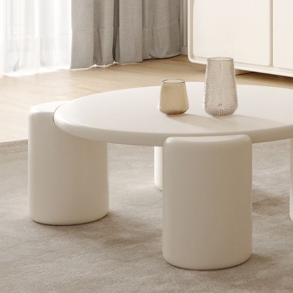 Round 4 Legs Cocktail Table Engineered Wood Coffee Table in White Clearhalo 'Coffee & Accent Tables' 'Coffee Tables' 'coffee_tables' 'furn' 'furn_coffee_tables' 'Furniture' 'Living Room Furniture' 1200x1200_5d7c0fbb-9704-483c-984f-40effe5c5d73