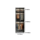 Glass and Wood Wardrobe Cabinet Modern Hinged Wardrobe Armoire