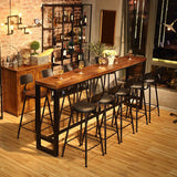 Modern 1/11 Pieces Bar Table Set Rectangle Wood Counter Table with High Stools for Cafe