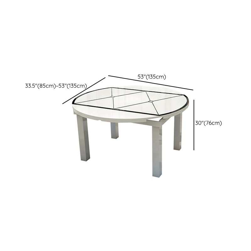 Modern Extendable Round Glass Top Dining Table with Solid Wood Legs Clearhalo 'Dining Tables & Seating' 'Dining Tables' 'dining_table' 'furn' 'furn_dining_table' 'Furniture' 'Kitchen & Dining Furniture' 1200x1200_5d804c11-f0ad-4459-82b1-b8a1cfdcd5c3