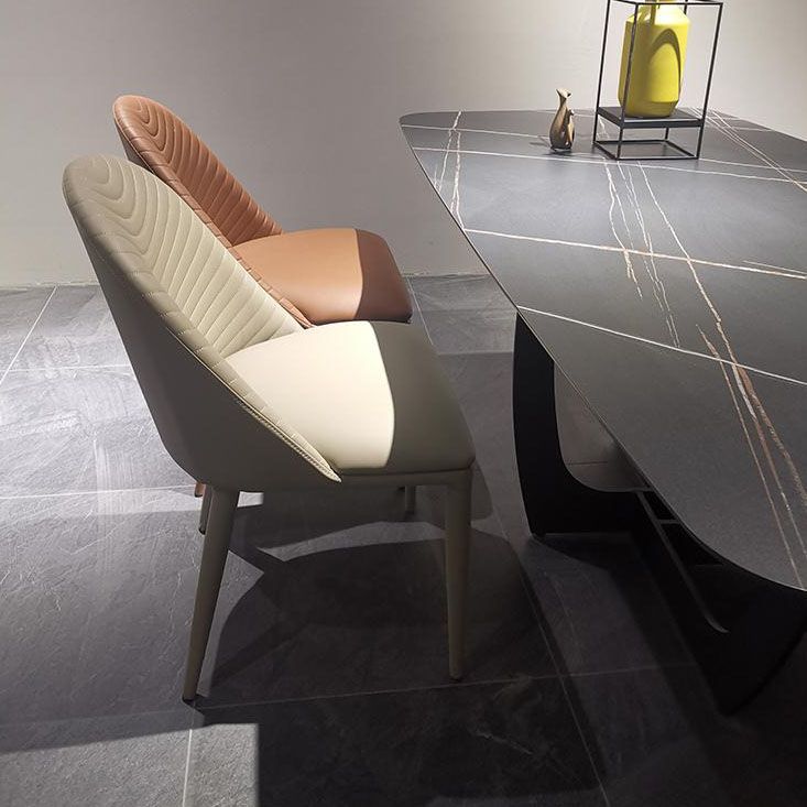 Leather Parsons Chair Modern Furniture in Matte Finish for Indoor Clearhalo 'Dining Chairs' 'Dining Tables & Seating' 'dining_chair' 'furn' 'furn_dining_chair' 'Furniture' 'Kitchen & Dining Furniture' 1200x1200_5d84db1e-7c00-4f27-9e0f-8785b6b6a1ce