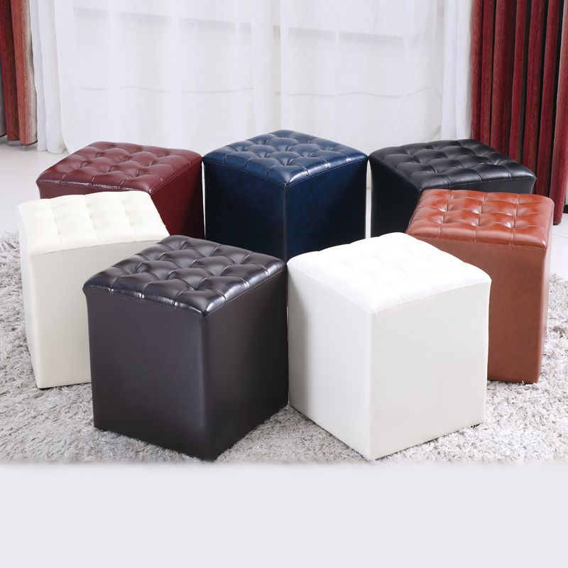 Modern Faux Leather Pouf Water Resistant Pure Color Square for Home Decor Clearhalo 'furn' 'furn_ottomans_poufs' 'Furniture' 'Living Room Furniture' 'Ottomans & Poufs' 'ottomans_poufs' 1200x1200_5d84e9c2-b75e-4f96-b3af-8de7a0ff57e7