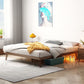 84.65 inch Wide Contemporary Bed Rubberwood Platform Bed Frame