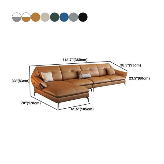 Glam Genuine Leather Living Room Flared Arm Modular Cushions Seating Clearhalo 'furn' 'furn_sectionals' 'Furniture' 'Living Room Furniture' 'Sectionals' 1200x1200_5d88f081-b3cb-4edb-9034-48cf51d00ee1
