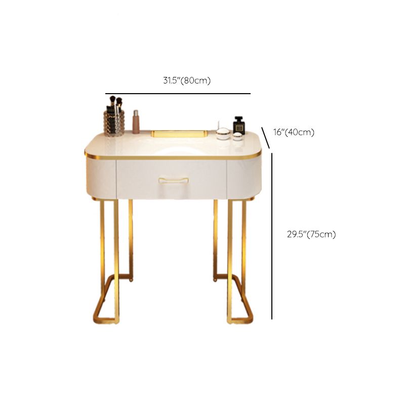 Wooden Makeup Vanity Desk Lighted Mirror Dressing Table Stool Set with Drawer