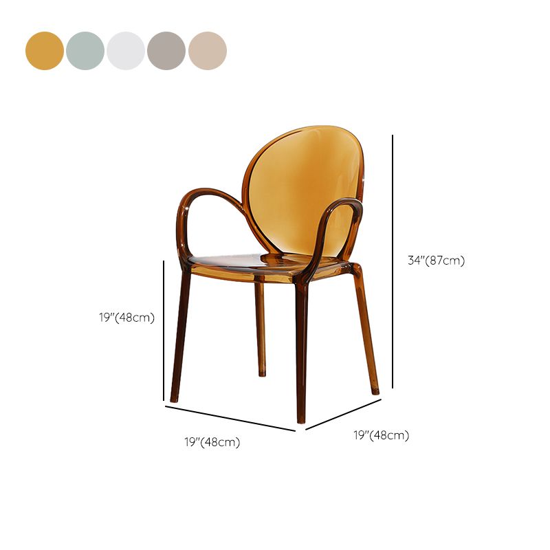 Modern Simple Arm Chair Plastic Base Stackable Dining Chair for Kitchen Clearhalo 'Dining Chairs' 'Dining Tables & Seating' 'dining_chair' 'furn' 'furn_dining_chair' 'Furniture' 'Kitchen & Dining Furniture' 1200x1200_5d8a690a-96f1-4268-b723-3c0cbda0f660