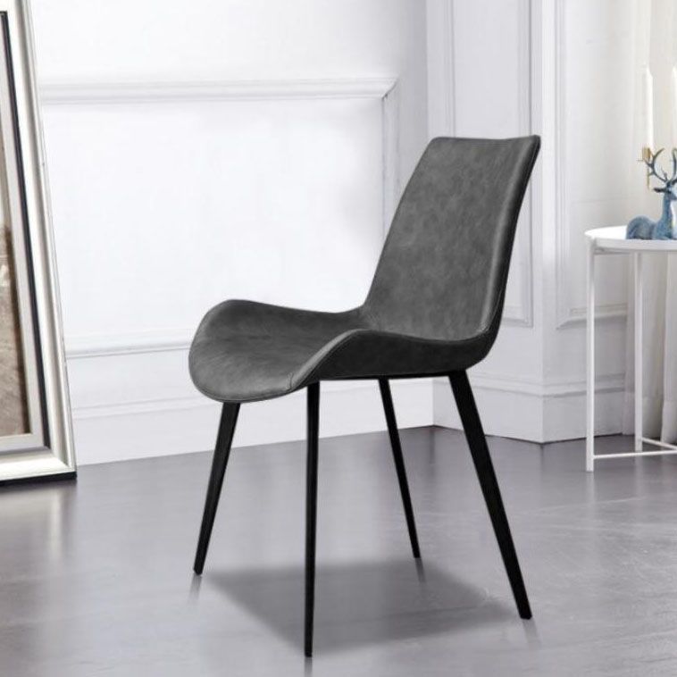 Modern Leather Hotel Side Chair Matte Finish Solid Back Dining Chair (Set of 2) Clearhalo ' kitchen&dining_furn' 'Dining Chairs' 'Dining Tables & Seating' 'dining_chair' 'furn' 'furn_dining_chair' 'Furniture' 'furniture_dining_chair' 'Kitchen & Dining Furniture' 'kitchen' 1200x1200_5d8b5d86-94f8-4e3e-a6c6-0a8d395e78e3
