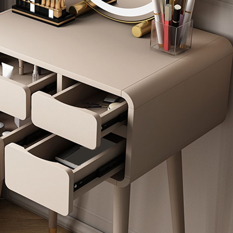 Contemporary Wooden Vanity Set with Stool for Living Room - 31.5" High