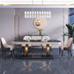 Stone Top Dining Table Traditional Luxury Table with Pedestal Base in Gold Clearhalo 'Dining Tables & Seating' 'Dining Tables' 'dining_table' 'furn' 'furn_dining_table' 'Furniture' 'furniture_dining_table' 'Kitchen & Dining Furniture' 'kitchen' 'kitchen_dining_table' 1200x1200_5d8d8ee9-8fe8-49eb-94b2-355aa30481d9